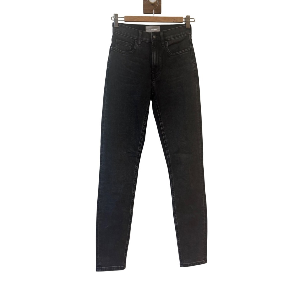 Everlane Authentic High Rise Skinny Jeans Washed Black 24 Tall